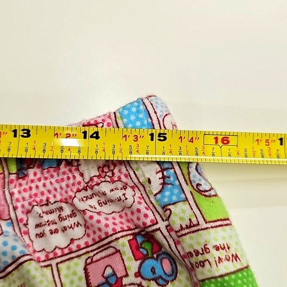 Hello Kitty Pink and Green Flannel Pajama Bottoms 2 Sizes, L & XL - Picture 7 of 8